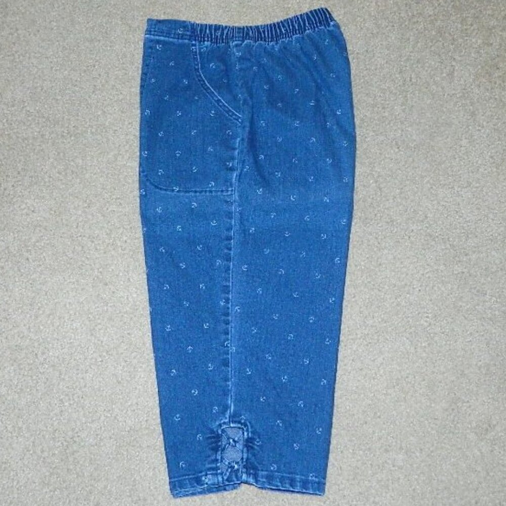 Croft & Barrow Womens Pull On Capris Skimmer Blue Denim Pants Size Medium - Picture 4 of 11